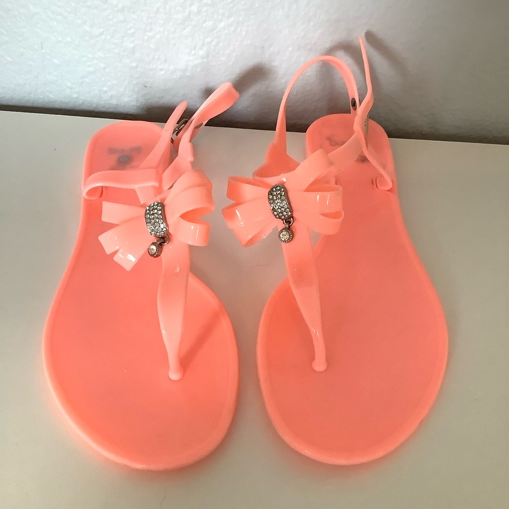 Dizzy Womens Bow And Rhinestones Jelly Sandals Size 9